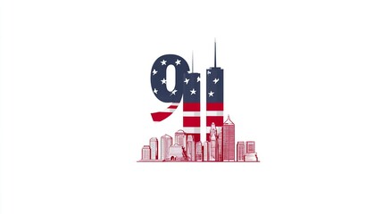 11 September- illustration for Patriot Day USA poster or banner.