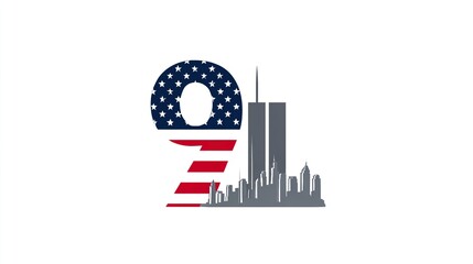 11 September- illustration for Patriot Day USA poster or banner.