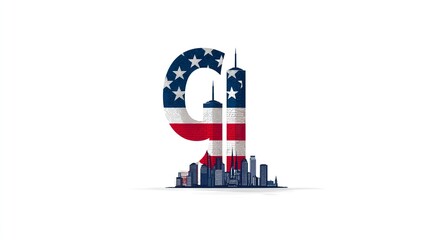 11 September- illustration for Patriot Day USA poster or banner.