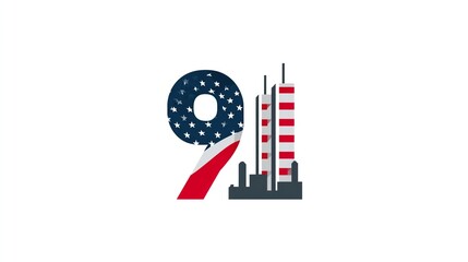11 September- illustration for Patriot Day USA poster or banner.