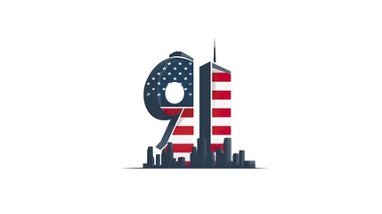 11 September- illustration for Patriot Day USA poster or banner.
