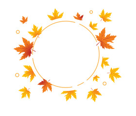 Autumn Leaves Background, Hand Drawn Flat Autumn Background, Maple Leaf Autumn Background