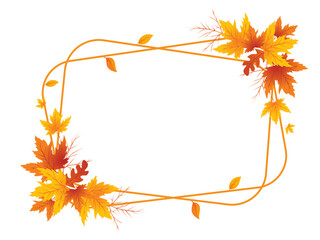 Autumn Leaves Background, Hand Drawn Flat Autumn Background, Maple Leaf Autumn Background