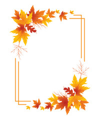 Autumn Leaves Background, Hand Drawn Flat Autumn Background, Maple Leaf Autumn Background