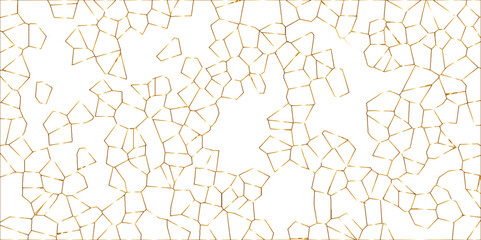  white Broken Stained Glass Background with golden lines. Broken glass effect texture vector design .Geometric Irregular Shapes, 3D Shadow Effect, .Multicolored geometric wattled mosaic pattern .