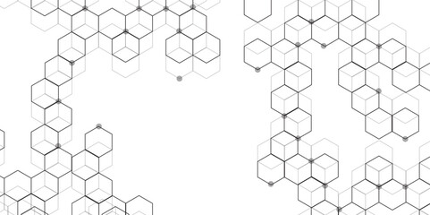 Hexagon concept design abstract technology background. with 3D Futuristic honeycomb mosaic white background .Science network pattern, connecting lines and dots Medical background, Vector illustration