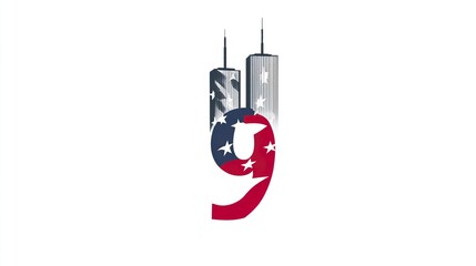 11 September- illustration for Patriot Day USA poster or banner.