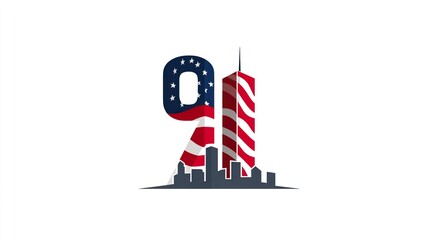 11 September- illustration for Patriot Day USA poster or banner.