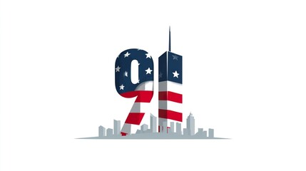 11 September- illustration for Patriot Day USA poster or banner.
