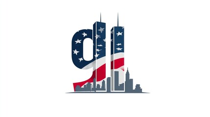 11 September- illustration for Patriot Day USA poster or banner.
