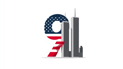 11 September- illustration for Patriot Day USA poster or banner.