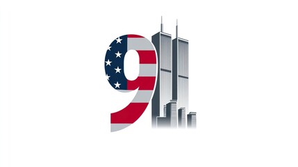 11 September- illustration for Patriot Day USA poster or banner.
