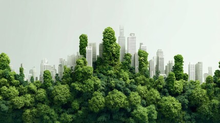 Fototapeta premium A vibrant blend of nature and urban skyline, showcasing sustainable living.
