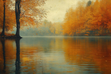 Tree painting in lake.