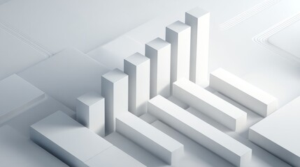 Abstract graph showing growth with white geometric shapes on a minimalistic background.