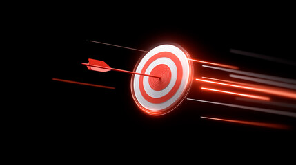 Futuristic target with glowing arrow symbolizing achievement and direction.