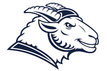 Stylized ram head shows strong line work and simple twotone color contrast