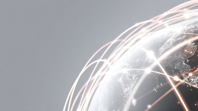 Stylized digital globe with connections illustrating global communications and networks.