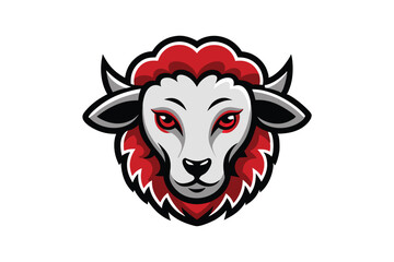A bold red sheep animal head mascot stands out with its intense eyes today