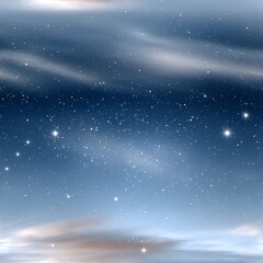 Fototapeta premium Seamless pattern of a starry night sky with clouds and twilight glow