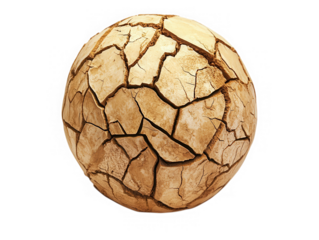 Cracked earth sphere isolated on transparent background