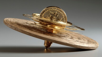Spinning Bitcoin on a Thin Edge with Motion Blur Effect