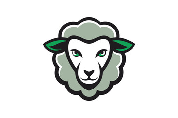 Illustration shows cartoonish sheep with a white face, and green ear leaves looking directly forward