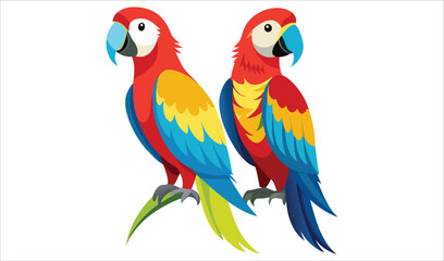 Obraz premium Two colorful macaws perched on a branch