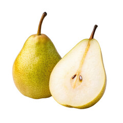  pear and half pear slice isolated on transparent