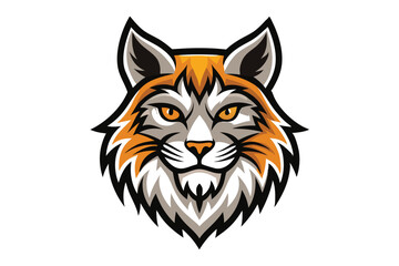 Cartoon bobcat head with fierce expression and sharp details is displayed prominently