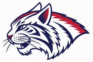 Fierce bobcat gazes forward with an intense look, its sleek navy stripes accentuating power