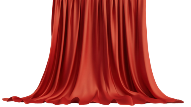 Title: Elegant Red Curtain Drapery Isolated on Clean White Background for Interior Design and Decoration Concepts - Powered by Adobe