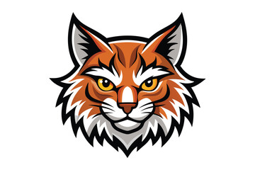 A striking lynx head with golden eyes boldly faces forward in a detailed image