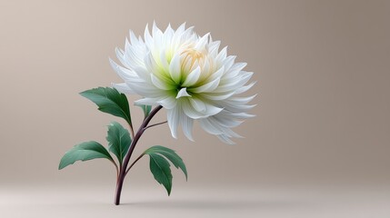 Imagining the Ethereal Splendor of a Sculpted White Flower Surrounded by Lush Green Leaves in Abstract Surrealism