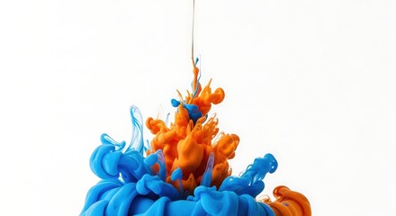 Ink Cloud in Blue and Orange Color on White Background