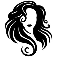 Fashionable illustration of a woman with long, flowing hair and beautiful lips, showcasing her unique style and glamour