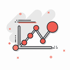 Comic style graph depicting business growth trend as vector illustration