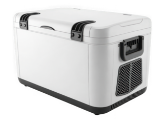 Portable Electric Cooler, White, Modern Design, Isolated on White Background
