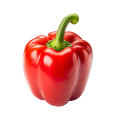 Sweet red bell pepper isolated on a transparent background