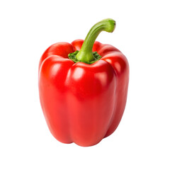 Sweet red bell pepper isolated on a transparent background
