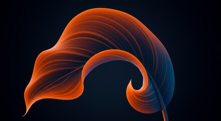 Obraz premium Abstract Orange and Blue Glowing Leaf Design