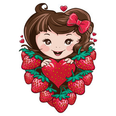 Cute Strawberry Baby Girl Clipart Vector design.