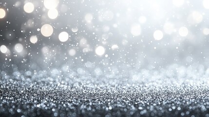 Elegant Silver Glitter Background with Sparkling Lights perfect for Festive Designs invitations cards websites and luxury branding projects offering a glamorous shimmery texture.
