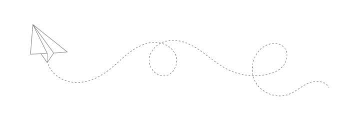 Paper plane with dotted line, Origami paper airplane, Travel symbol, On White Background vector illustration. EPS 10 . 