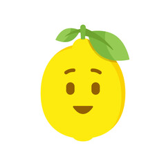 Lemon smiley emoji icon on white background
