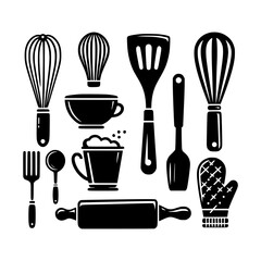 Baking utensils and kitchenware collection
