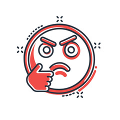 Obraz premium Animated angry emoji face with hand gesturing thought and vector illustration design