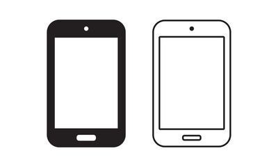 Smartphone Silhouette and Line Art Vector Icon