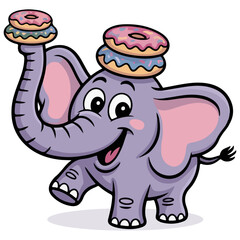 A cute funny cartoon baby elephant holds a blank sign, perfect for a wild jungle safari design or fun zoo animal illustration.