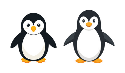 Fototapeta premium Two cute cartoon penguins illustration